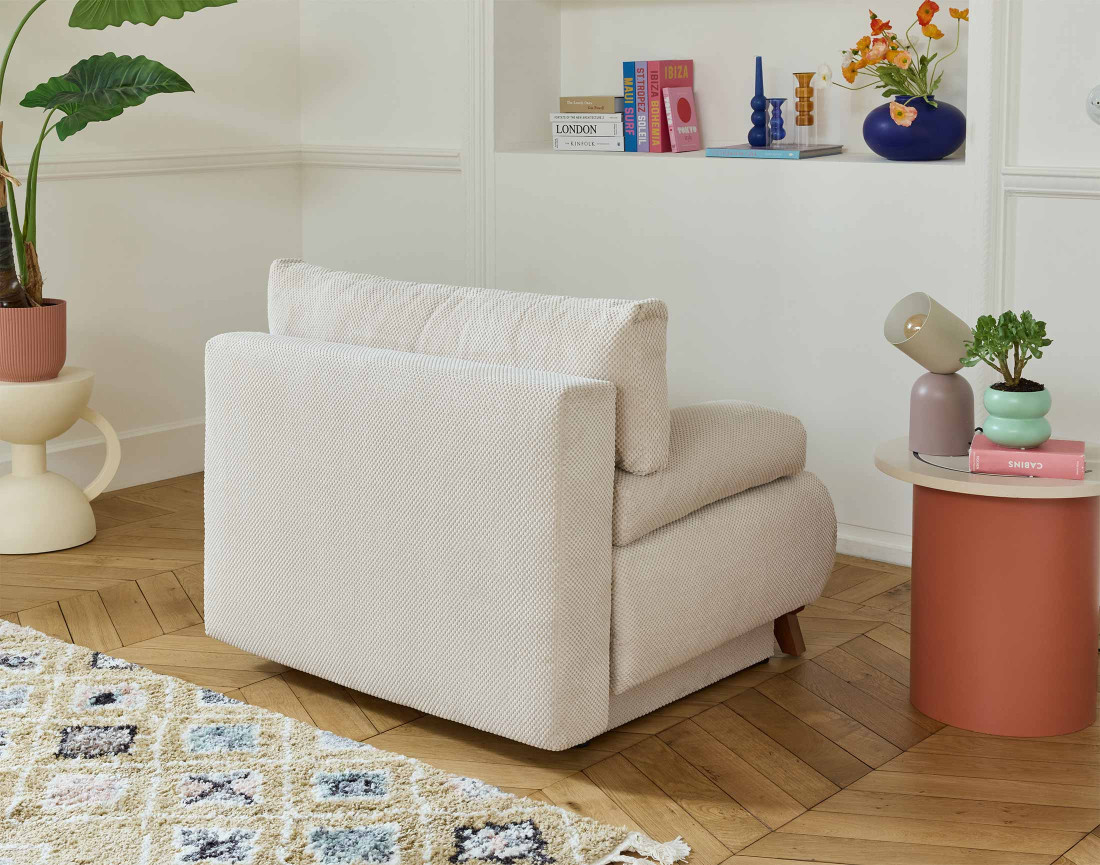 Fauteuil convertible avec coffre en velours texturé Cristal