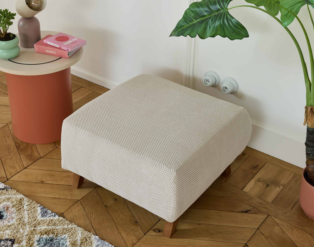 Pouf modulable 65 cm en velours texturé Cristal