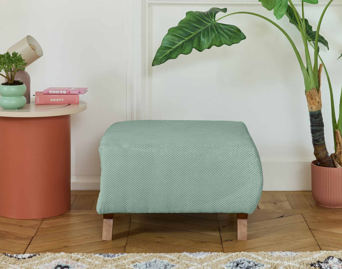 Pouf modulable 65 cm en velours texturé Cristal