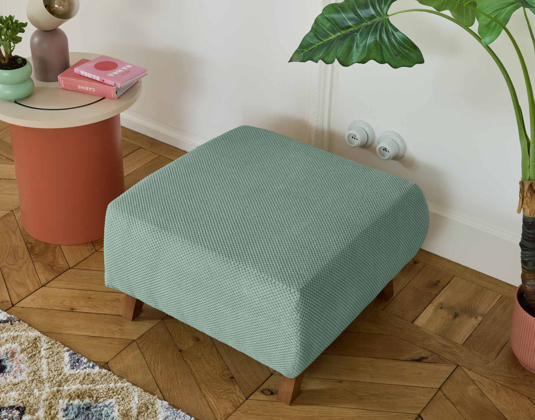Pouf modulable 65 cm en velours texturé Cristal