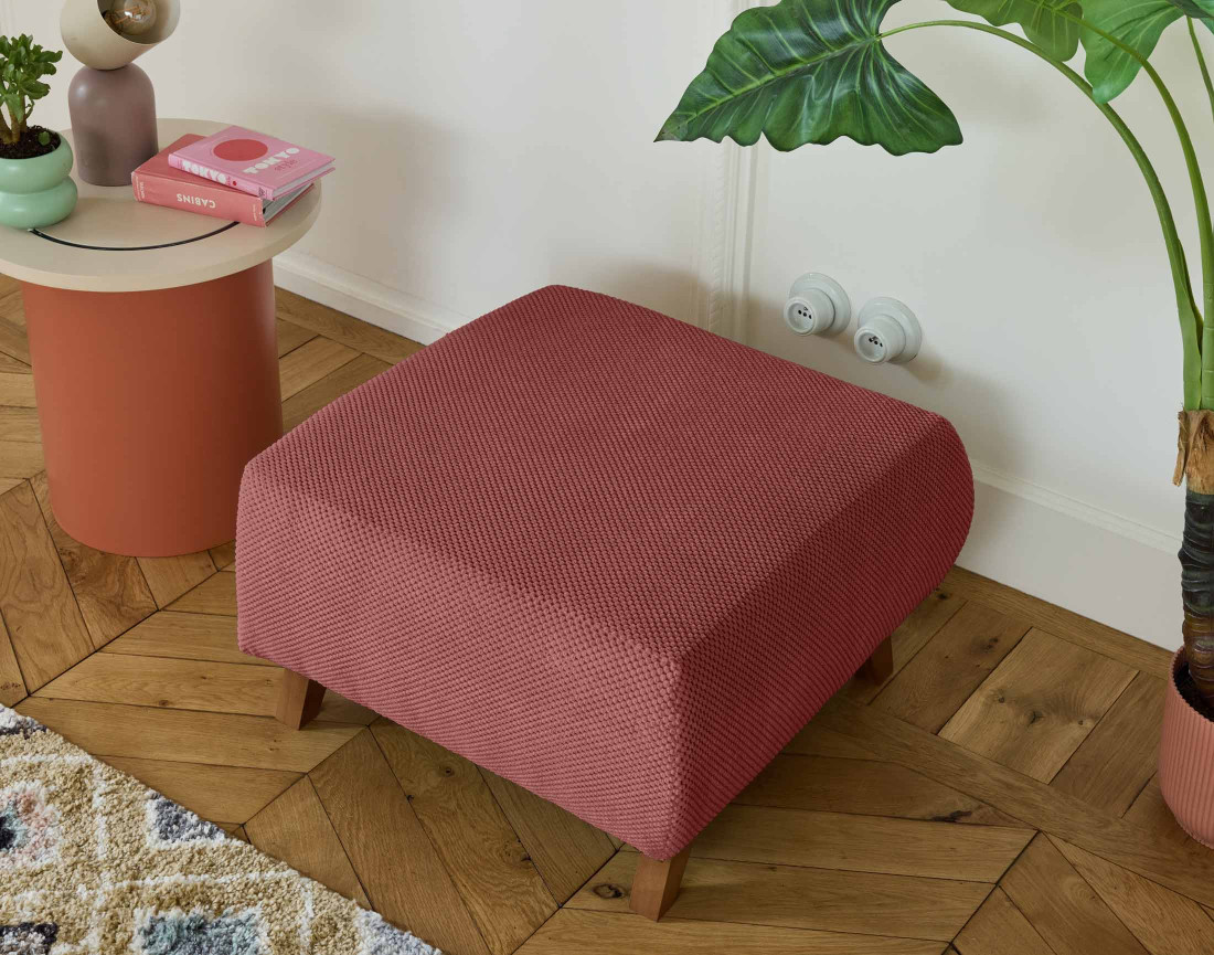 Pouf modulable 65 cm en velours texturé Cristal