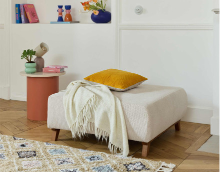 Pouf 95 cm en velours texturé Cristal