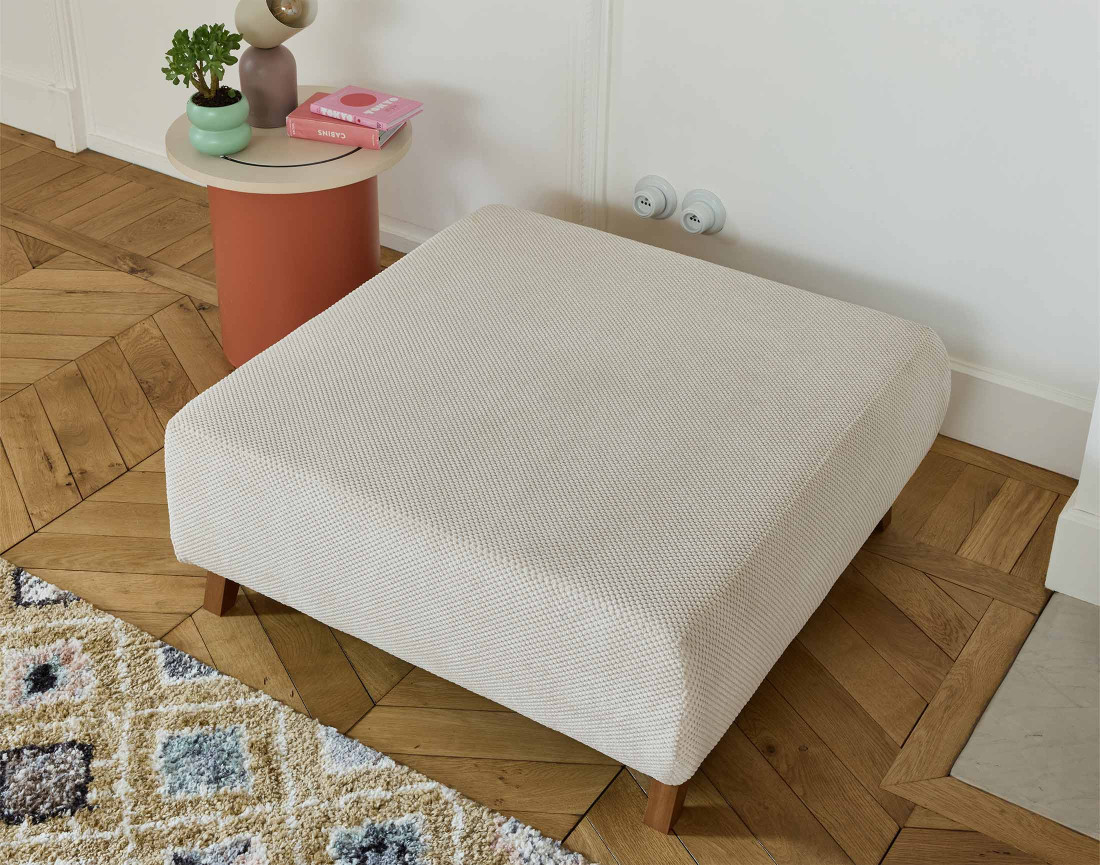 Pouf 95 cm en velours texturé Cristal