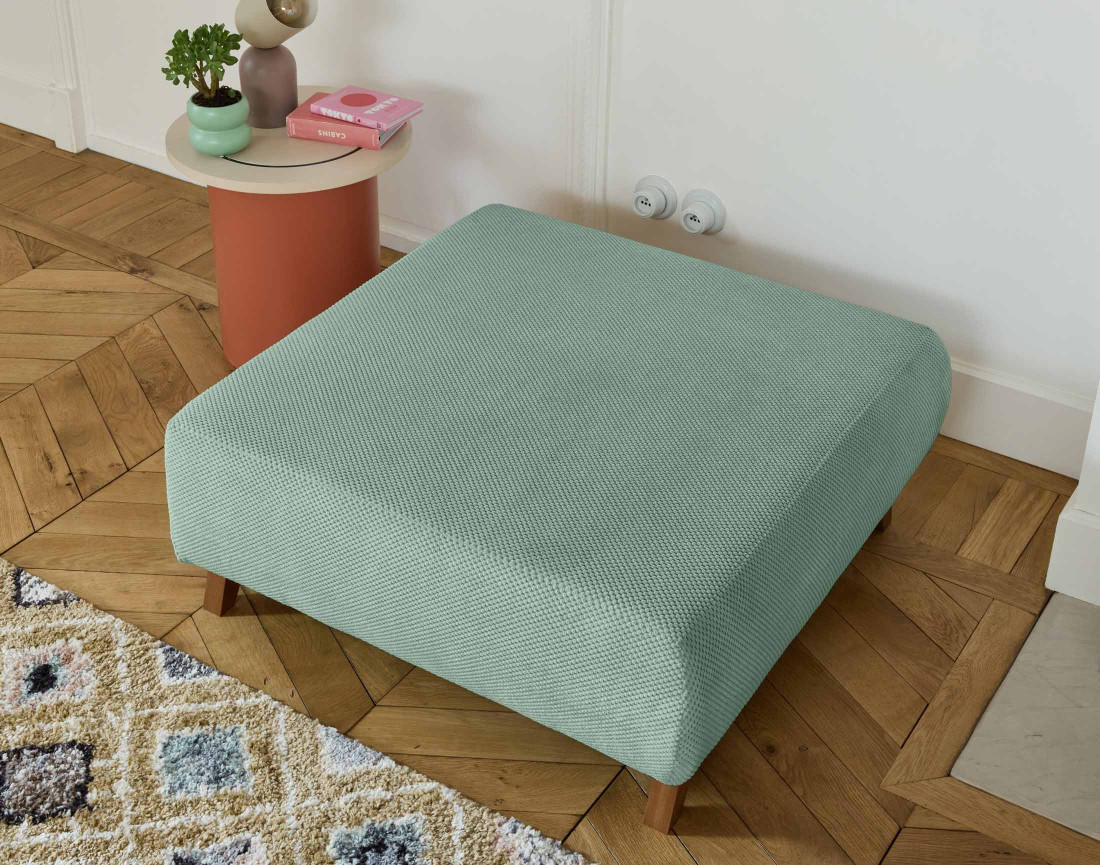 Pouf 95 cm en velours texturé Cristal
