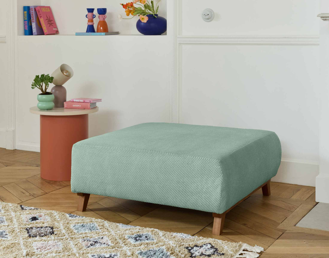 Pouf 95 cm en velours texturé Cristal