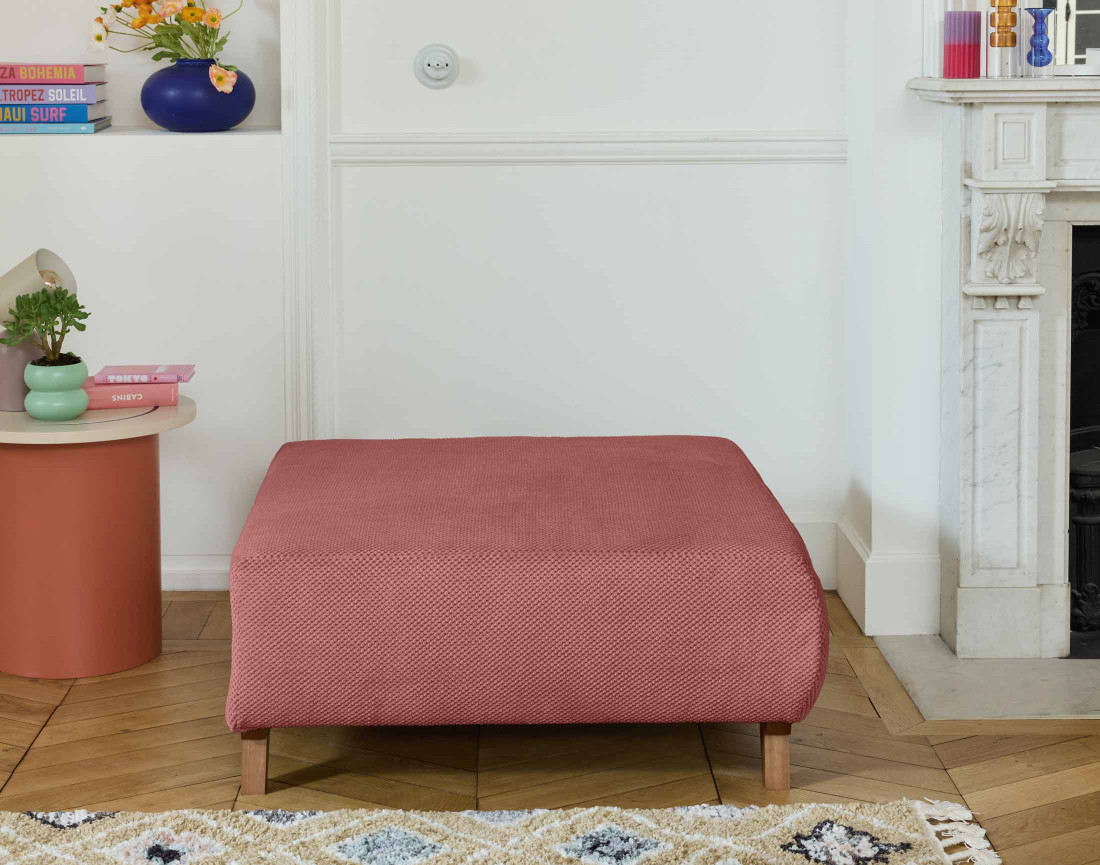 Pouf 95 cm en velours texturé Cristal