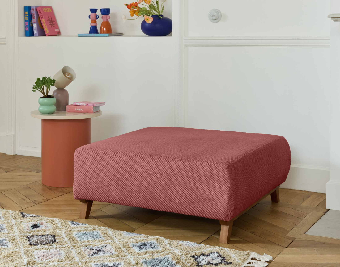 Pouf 95 cm en velours texturé Cristal