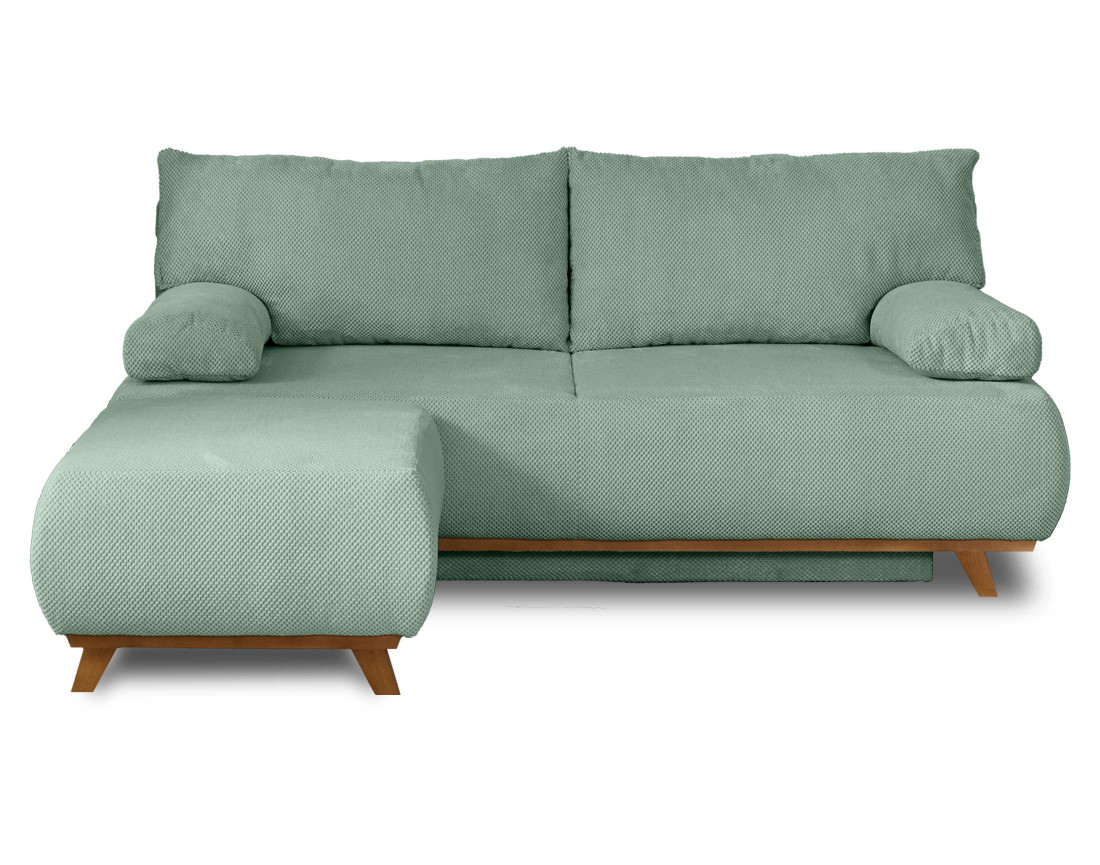 Canapé 3 places convertible avec coffre et pouf en velours texturé Cristal