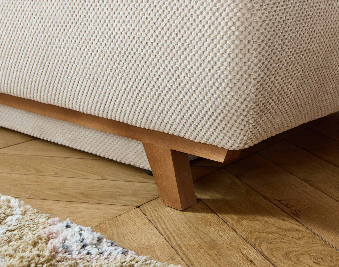 Fauteuil convertible avec coffre et grand pouf en velours texturé Cristal