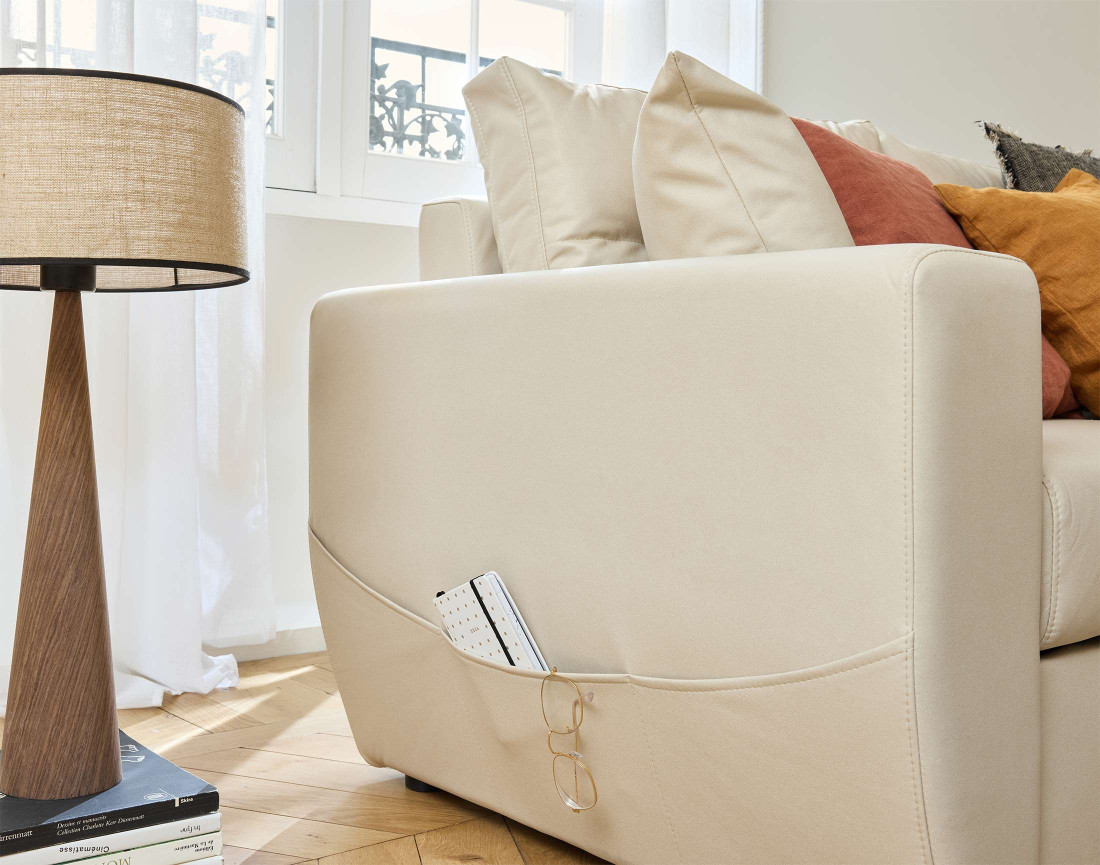 Canapé d'angle réversible 4 places convertible avec coffre en simili Astoria