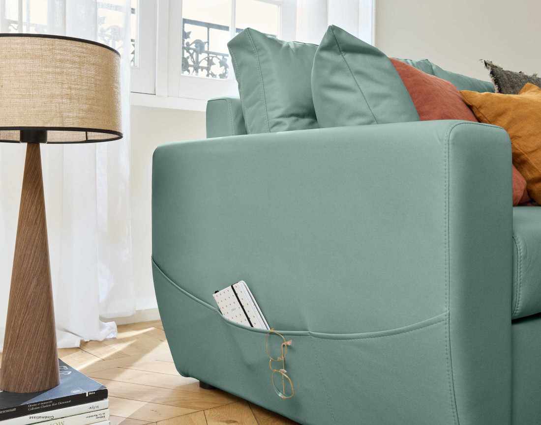 Canapé d'angle réversible 4 places convertible avec coffre en simili Astoria