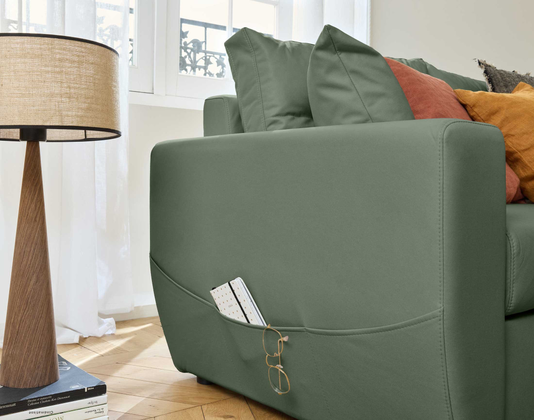 Canapé d'angle réversible 4 places convertible avec coffre en simili Astoria