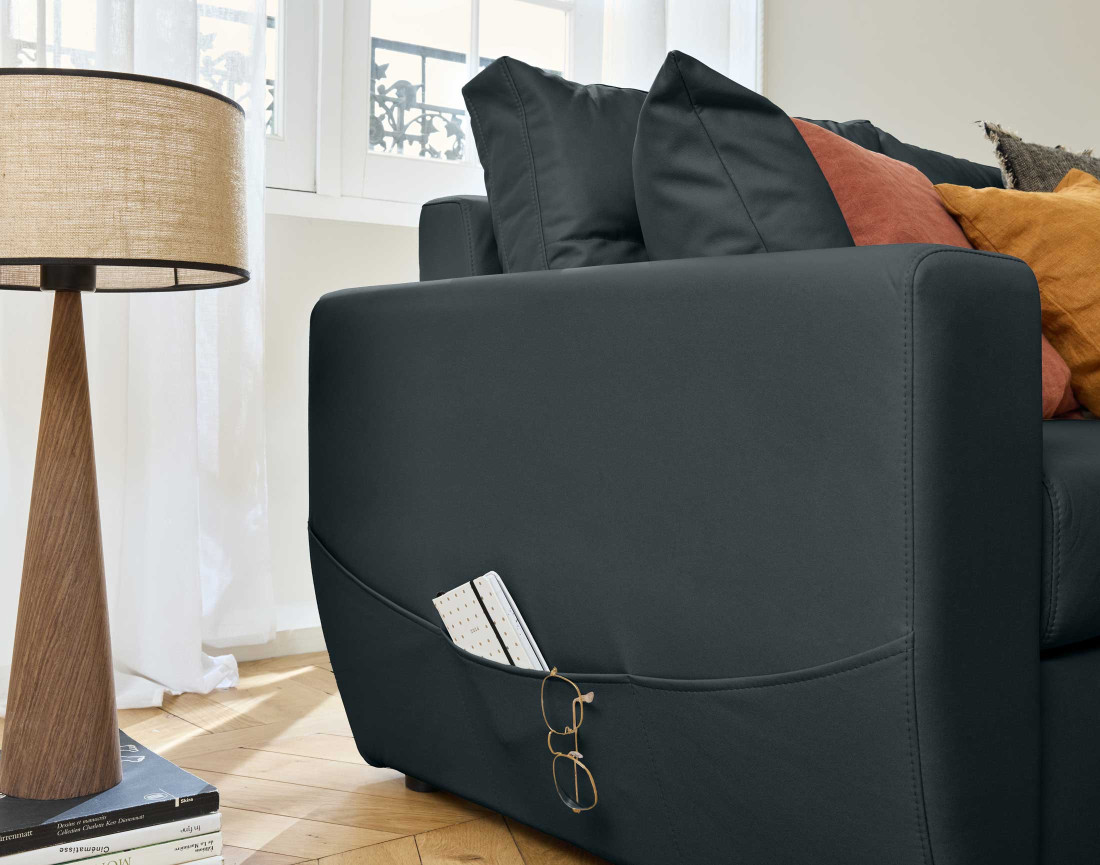 Canapé d'angle réversible 4 places convertible avec coffre en simili Astoria