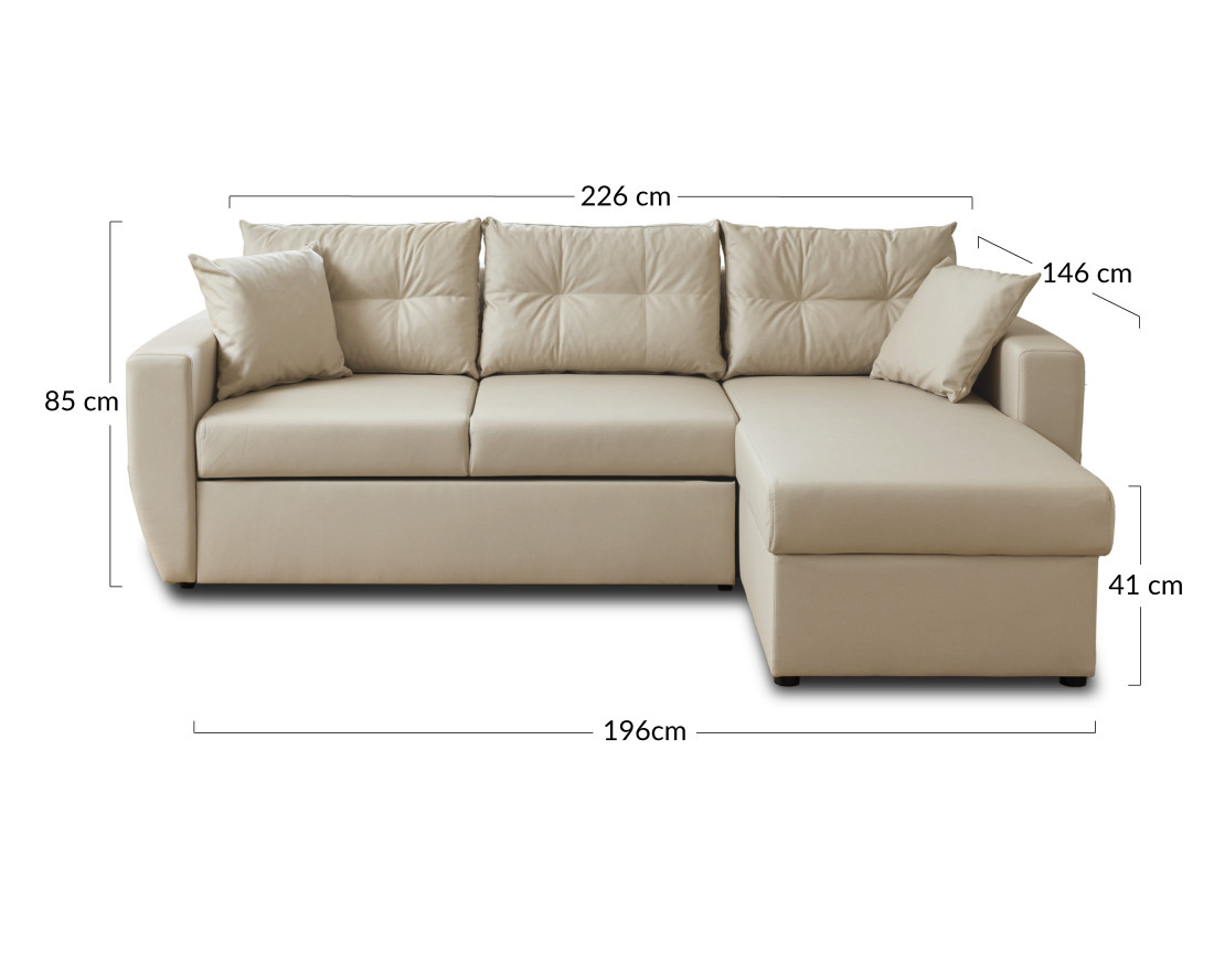 Canapé d'angle réversible 4 places convertible avec coffre en simili Astoria