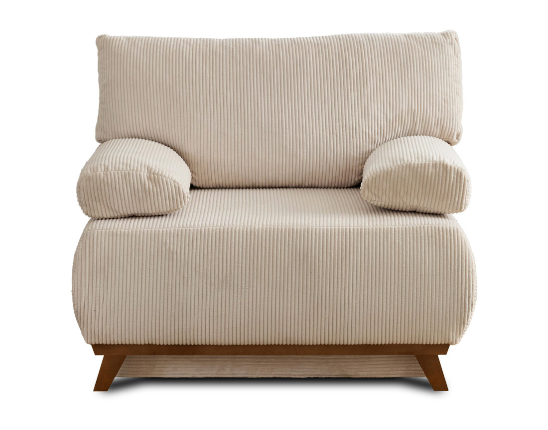 Fauteuil convertible avec coffre en velours côtelé Cristal