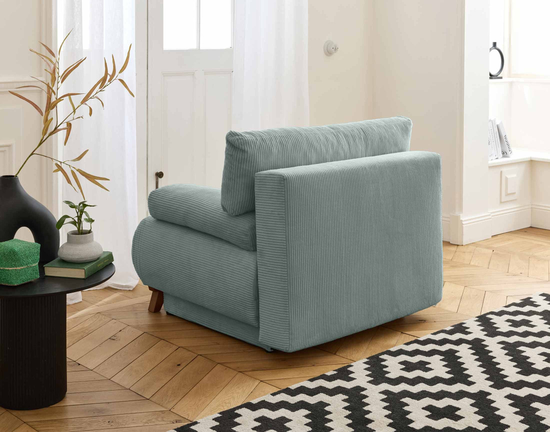 Fauteuil convertible avec coffre en velours côtelé Cristal