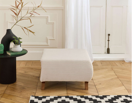 Pouf modulable 65 cm en velours côtelé Cristal