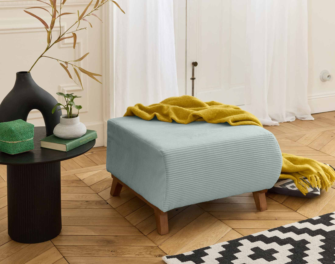 Pouf modulable 65 cm en velours côtelé Cristal