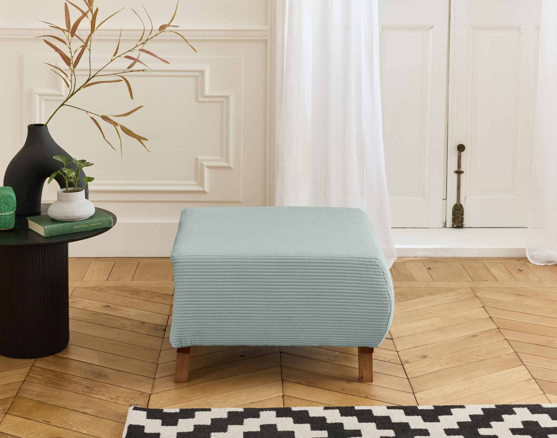Pouf modulable 65 cm en velours côtelé Cristal