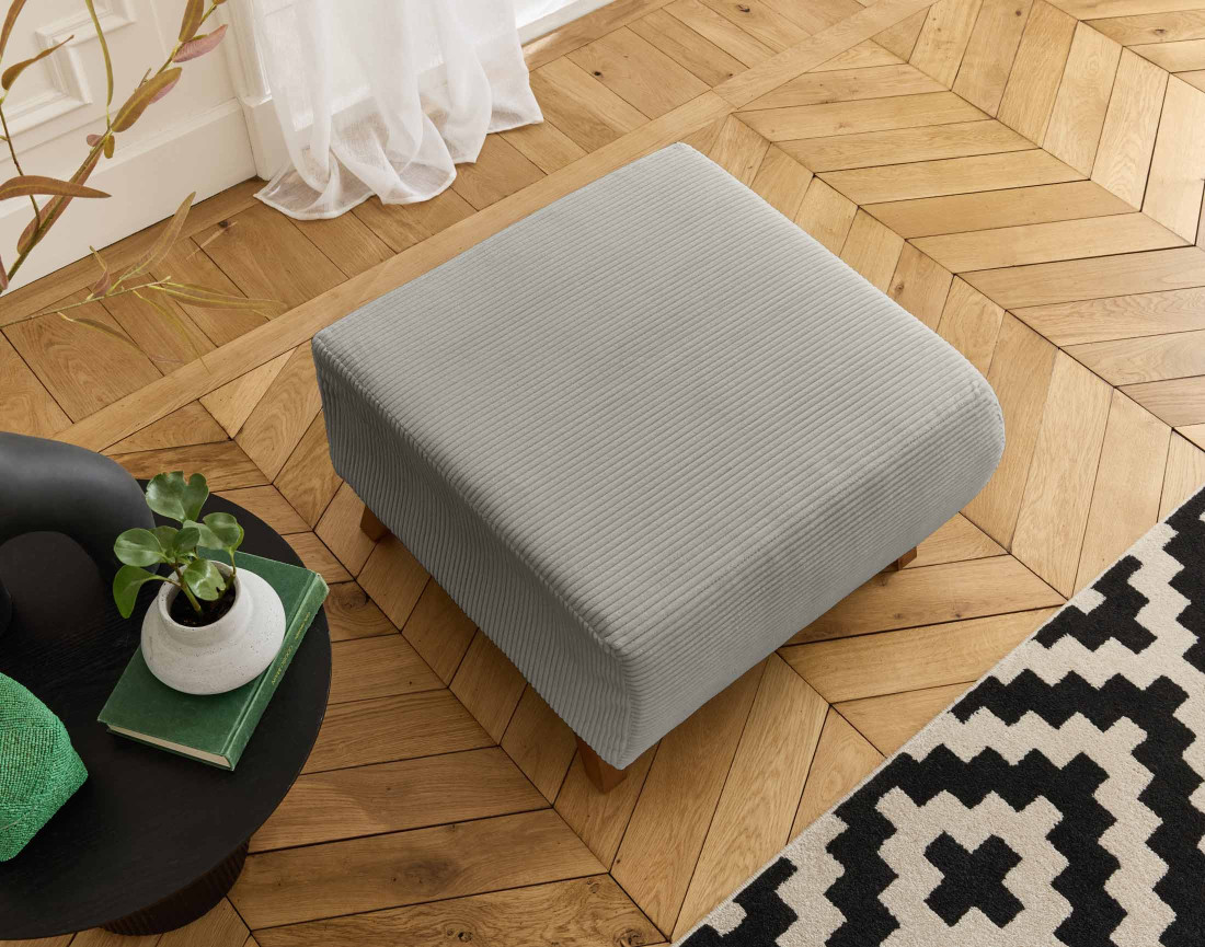 Pouf modulable 65 cm en velours côtelé Cristal