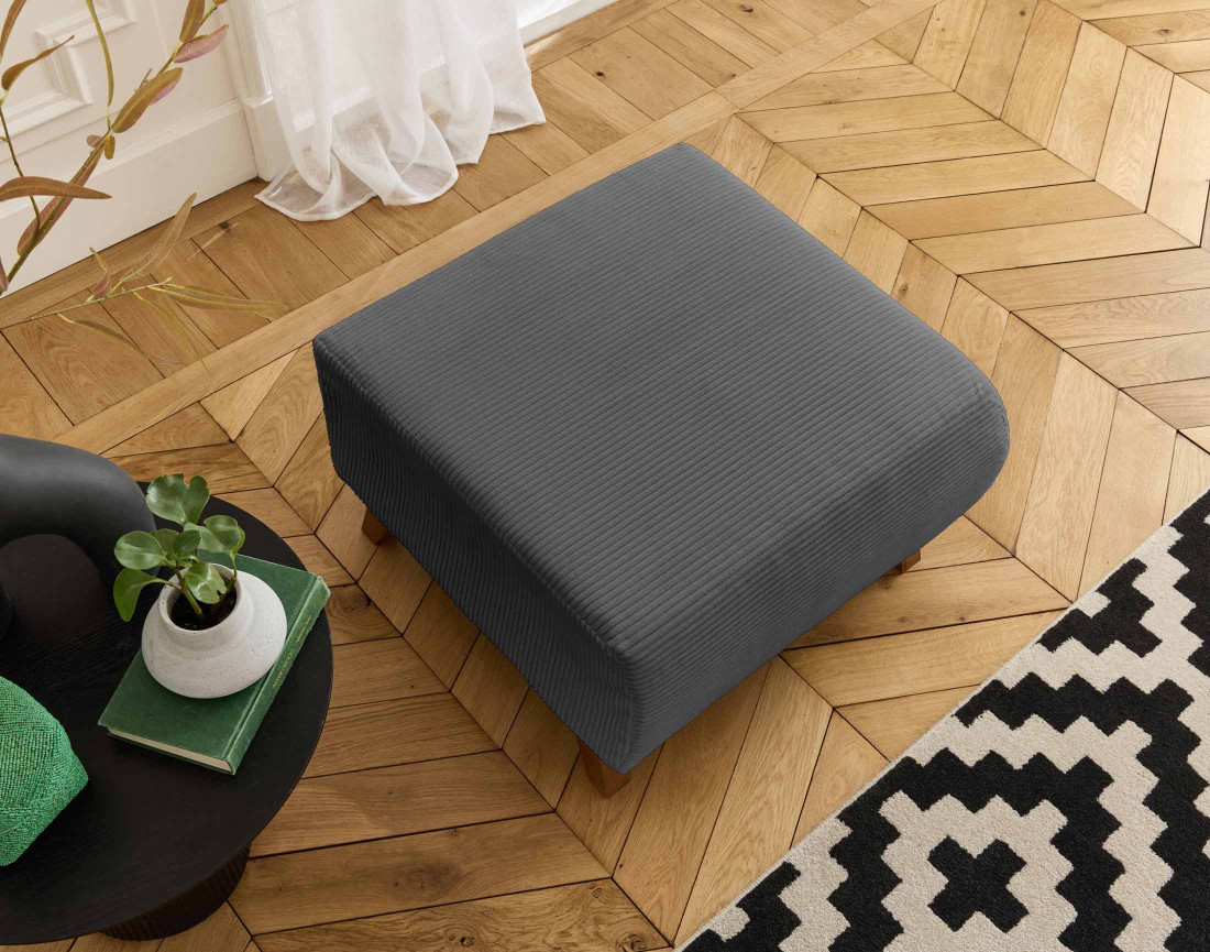 Pouf modulable 65 cm en velours côtelé Cristal