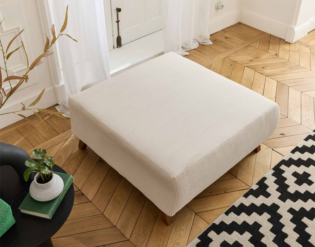 Pouf 95 cm en velours côtelé Cristal