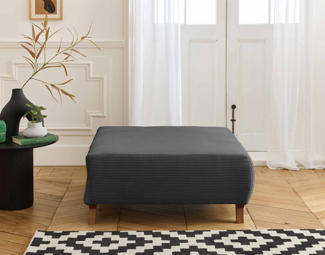 Pouf 95 cm en velours côtelé Cristal