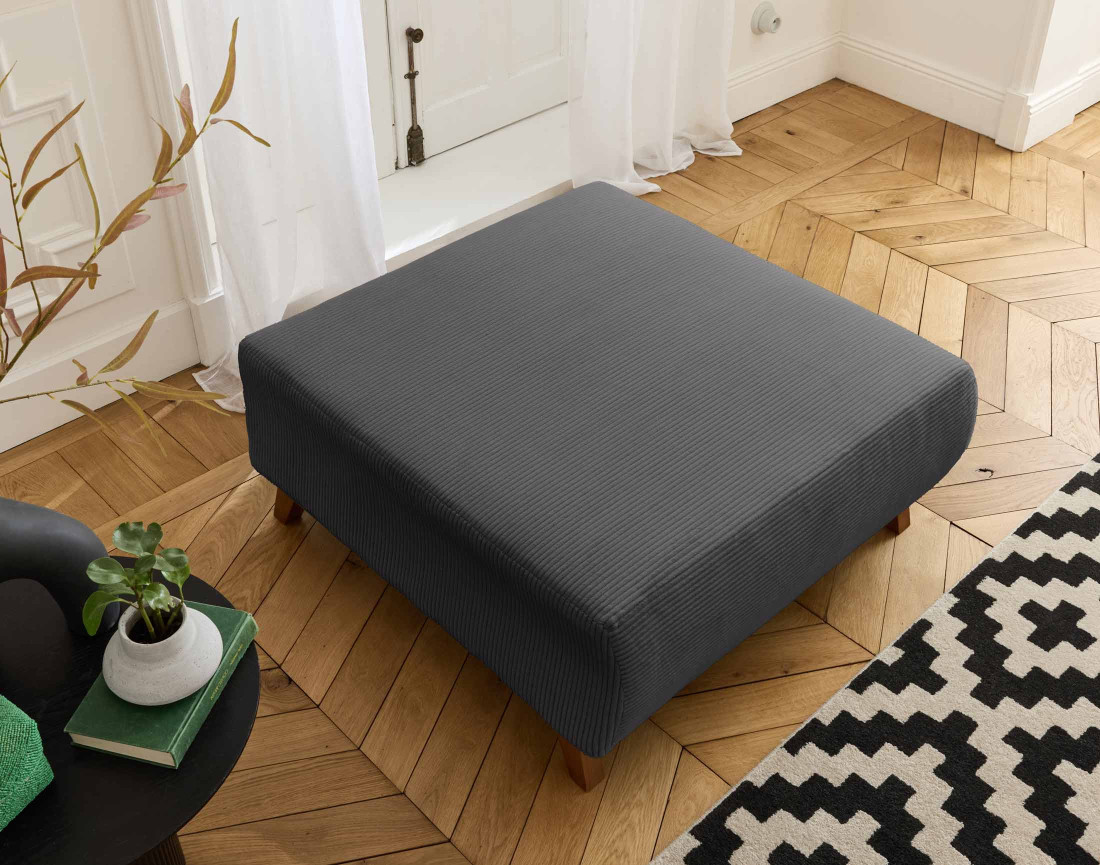 Pouf 95 cm en velours côtelé Cristal