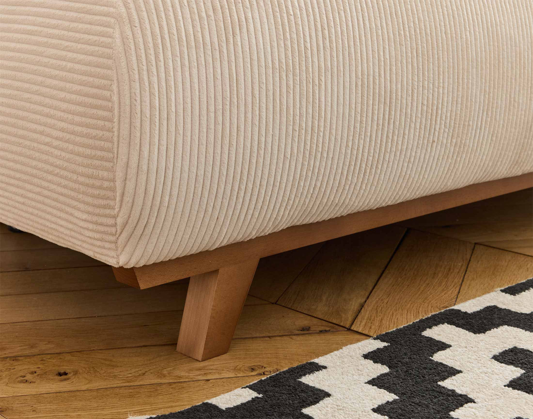 Fauteuil convertible avec coffre et grand pouf en velours côtelé Cristal