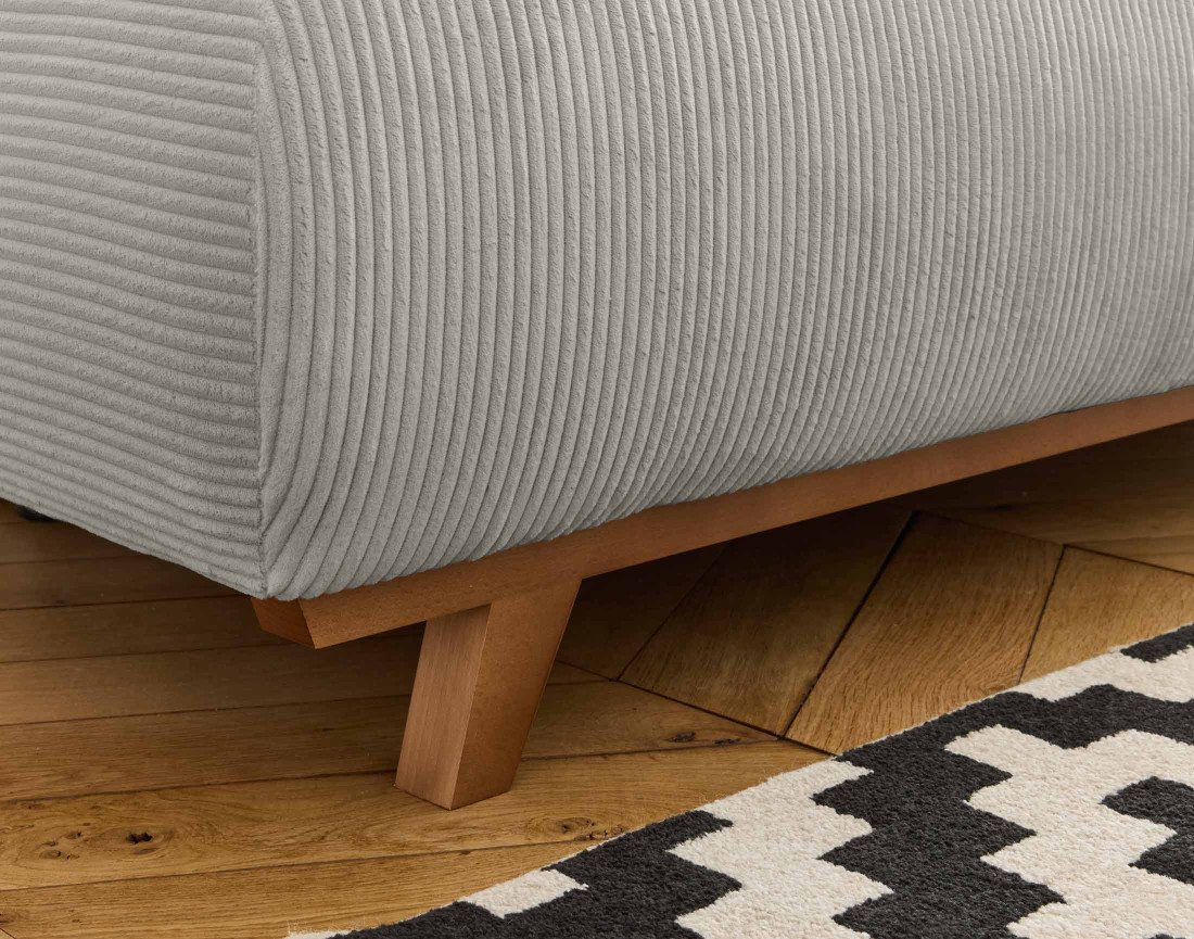 Fauteuil convertible avec coffre et grand pouf en velours côtelé Cristal