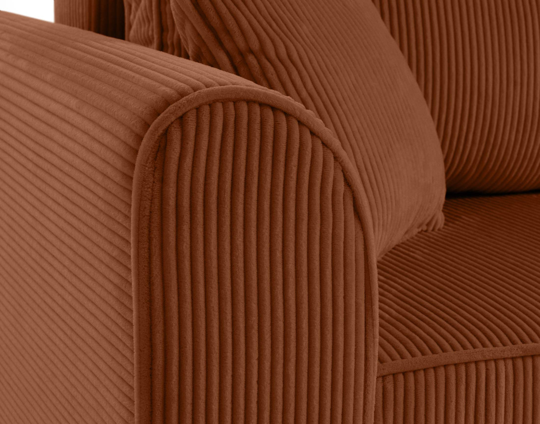 Canapé d'angle réversible 4 places convertible avec coffre en velours côtelé Saphir
