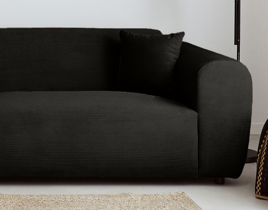 Canapé d'angle gauche 4 places en velours côtelé Aumance
