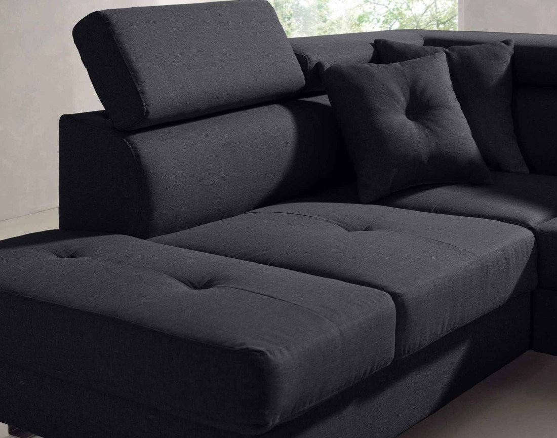 Lisbona – canapé d’angle gauche convertible avec têtières relevables