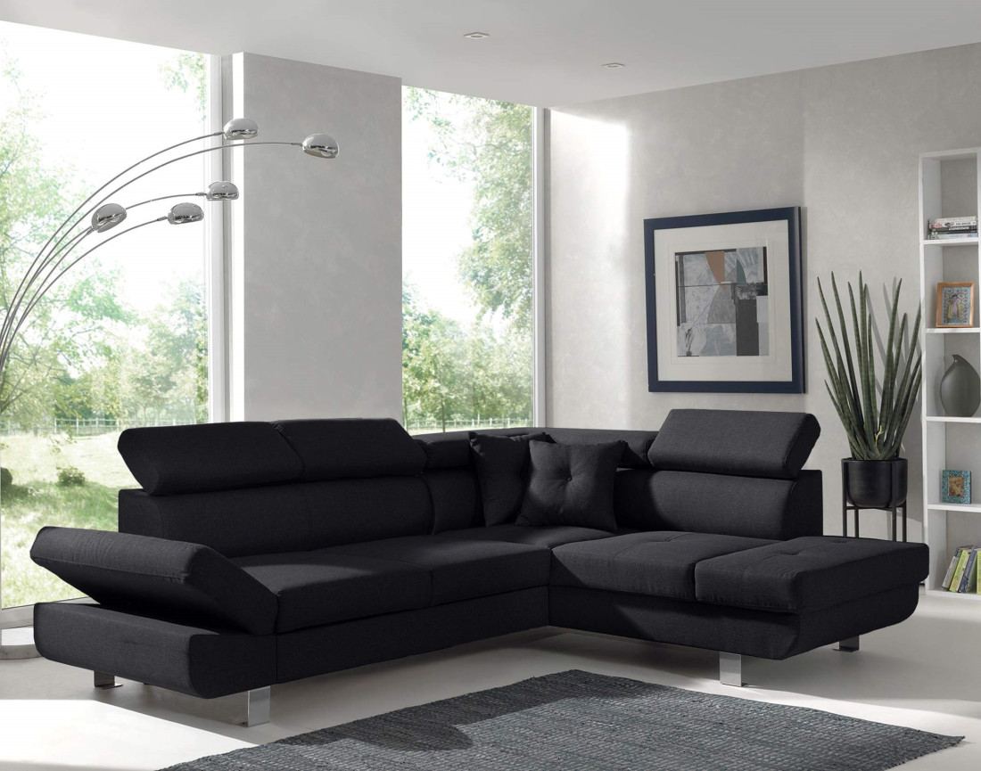 Lisbona – canapé d’angle droit convertible avec têtières relevables