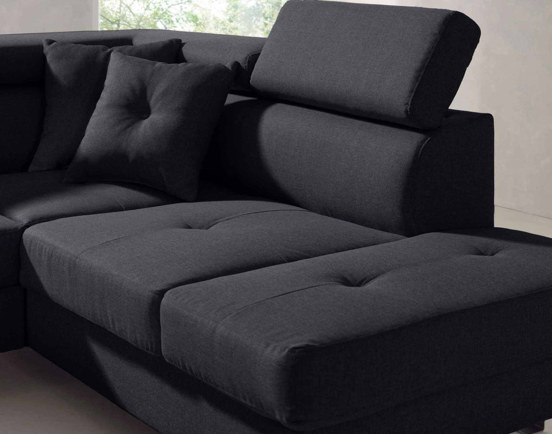 Lisbona – canapé d’angle droit convertible avec têtières relevables