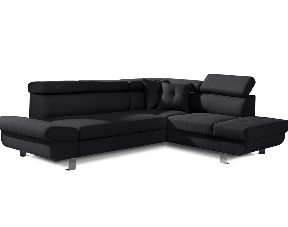 Lisbona – canapé d’angle droit convertible avec têtières relevables