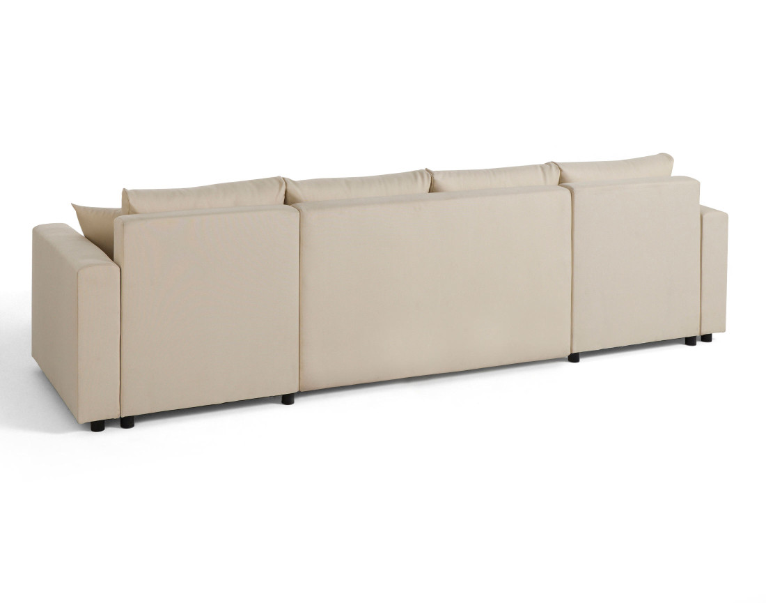 Canapé panoramique 7 places convertible avec coffre en tissu Regala