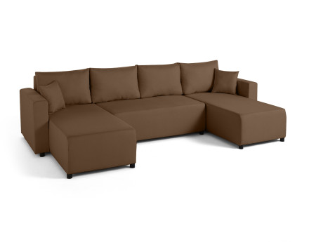 Canapé panoramique 7 places convertible avec coffre en tissu Regala