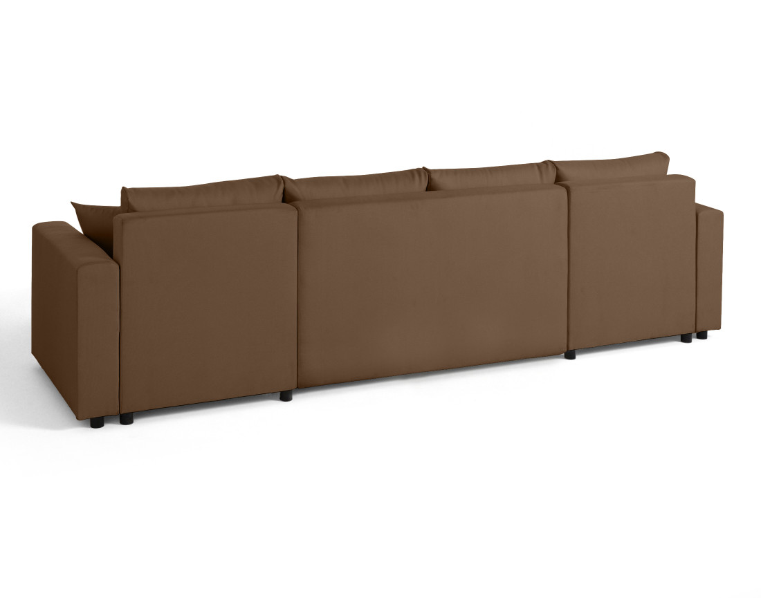 Canapé panoramique 7 places convertible avec coffre en tissu Regala