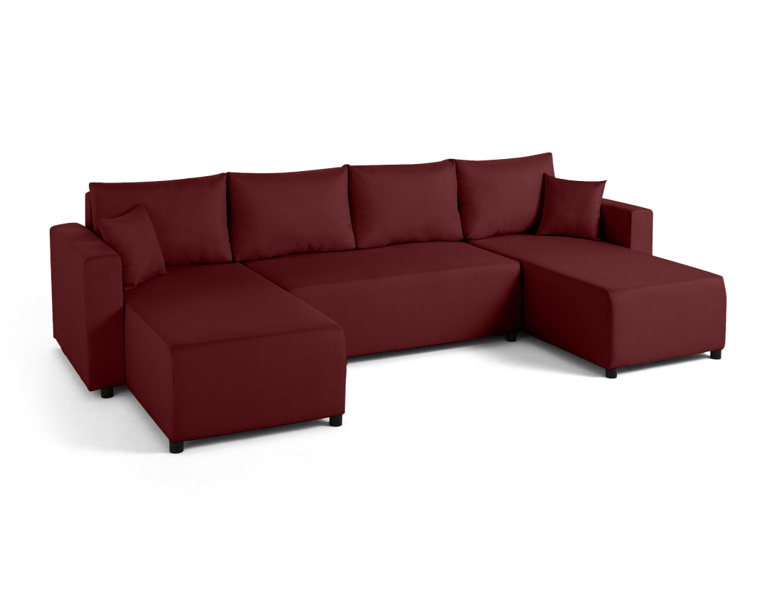 Canapé panoramique 7 places convertible avec coffre en tissu Regala