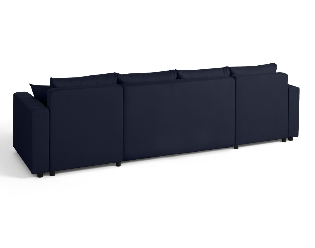 Canapé panoramique 7 places convertible avec coffre en tissu Regala