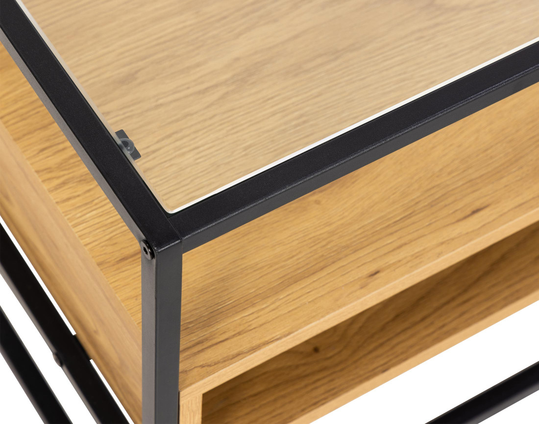 Meuble TV en bois, verre et métal noir 120 cm Parker
