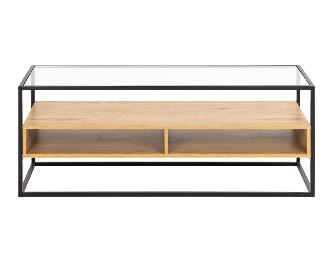 Meuble TV en bois, verre et métal noir 120 cm Parker