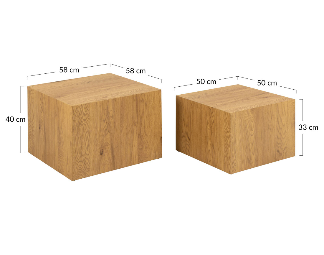 Lot de deux tables basses effet bois 58 et 50 cm Pueblo