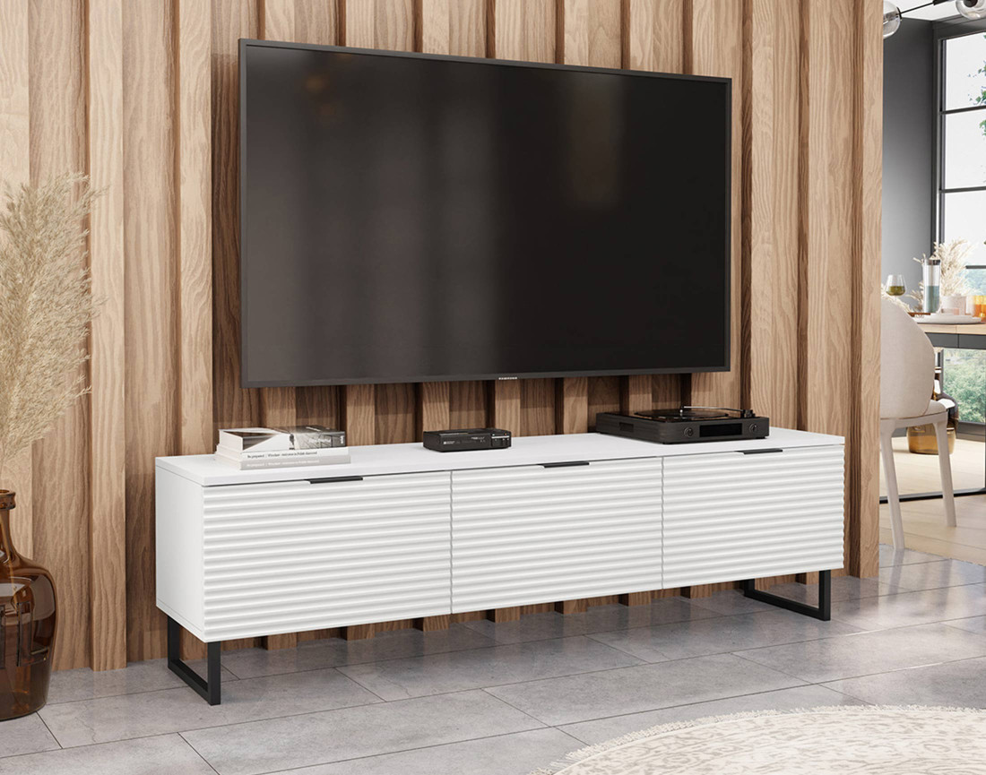 Meuble TV blanc 150cm Barbara