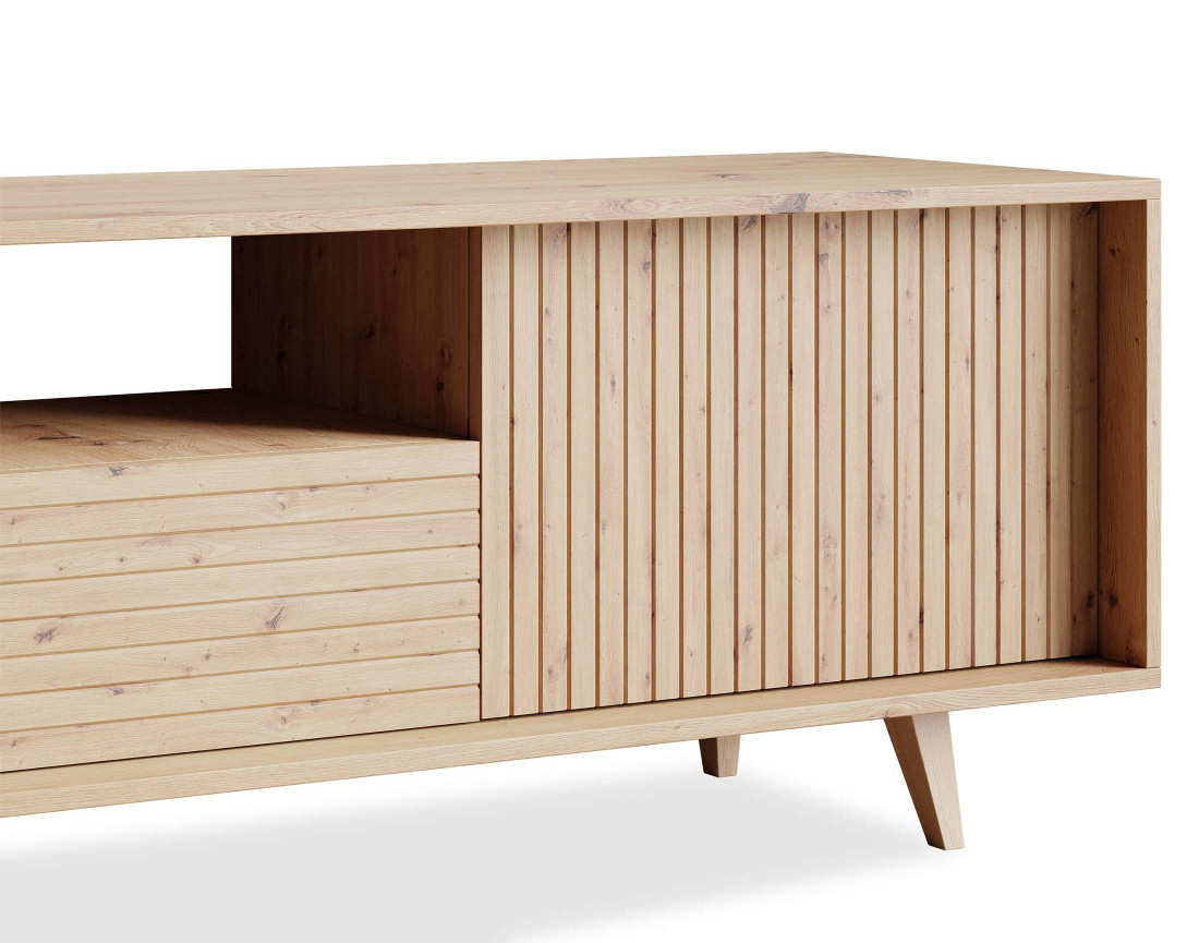 Meuble TV bois 2 portes et 1 niche 152cm Diego