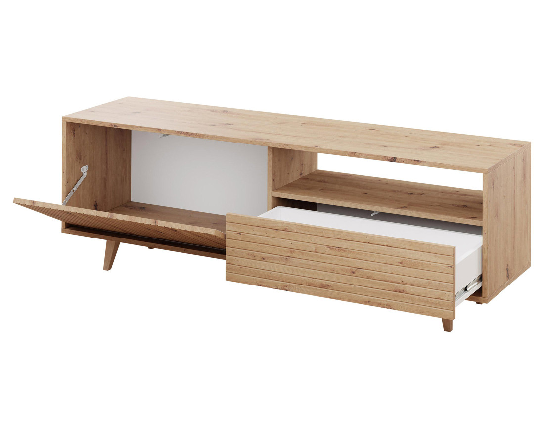 Meuble TV bois 2 portes et 1 niche 152cm Diego