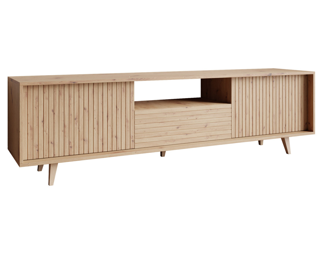 Meuble TV bois 2 portes et 1 niche 180cm Diego