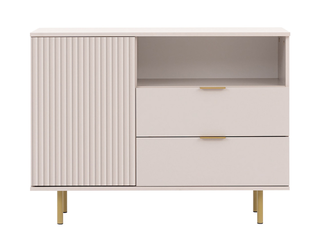 Buffet beige 2 tiroirs, 1 porte et 1 niche 107cm Monica