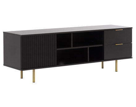 Meuble TV noir 4 niches et 2 portes 150cm Monica